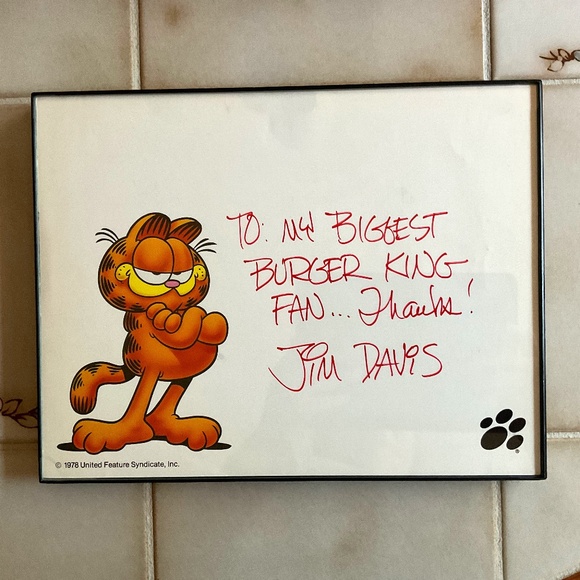 Garfield Autographed Signed Jim Davis Biggest Fan Print 1980